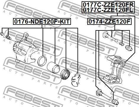 Febest 0176-NDE120F-KIT - Korjaussarja, jarrusatula inparts.fi