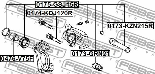 Febest 0174-KDJ120R - Ohjaustappi, jarrusatula inparts.fi