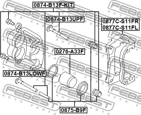 Febest 0874-B13F-KIT - Ohjainhylsysarja, jarrusatula inparts.fi