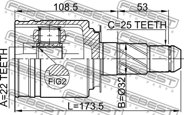 Febest 0211-FX35RH - Nivelsarja, vetoakseli inparts.fi