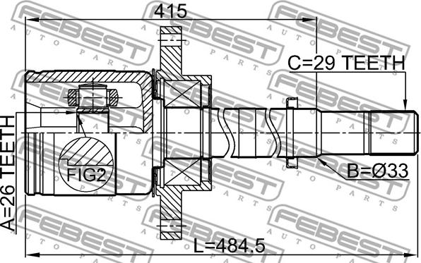 Febest 0211-U31RH - Nivelsarja, vetoakseli inparts.fi