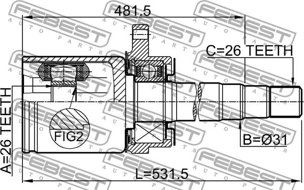 Febest 0211-V42RH - Nivelsarja, vetoakseli inparts.fi