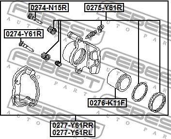 Febest 0275-Y61R - Korjaussarja, jarrusatula inparts.fi