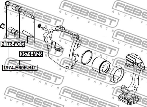 Febest 1974-E60F-KIT - Ohjaustappi, jarrusatula inparts.fi