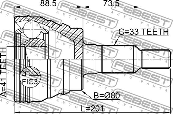 Febest 3210-ESCII - Nivelsarja, vetoakseli inparts.fi