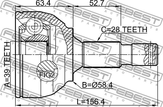 Febest 2510-3084B - Nivelsarja, vetoakseli inparts.fi