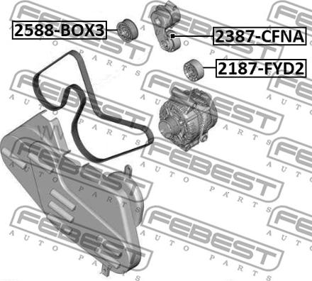 Febest 2588-BOX3 - Ohjainrulla, moniurahihna inparts.fi