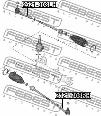 Febest 2521-308LH - Raidetangon pää inparts.fi