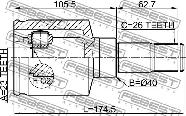 Febest 2111-CB320ATLH - Nivelsarja, vetoakseli inparts.fi