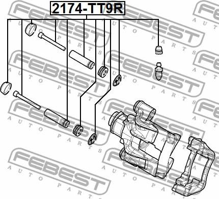 Febest 2174-TT9R - Ohjainhylsysarja, jarrusatula inparts.fi