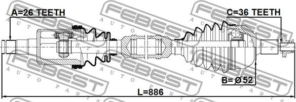 Febest 2314-PVRH - Vetoakseli inparts.fi