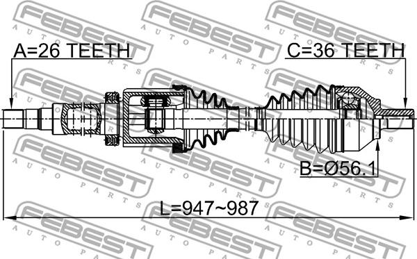 Febest 2714-S40RH - Vetoakseli inparts.fi