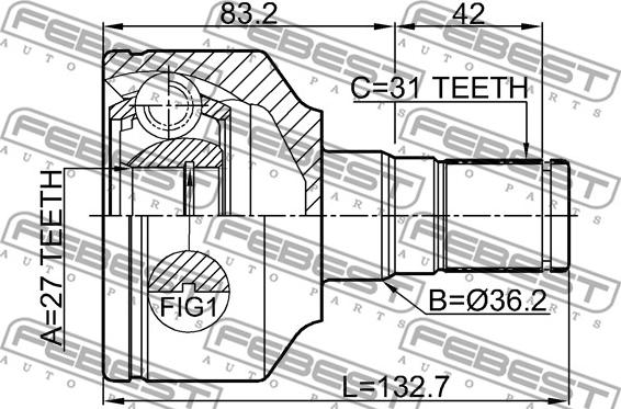 Febest 2711-XC70LH - Nivelsarja, vetoakseli inparts.fi