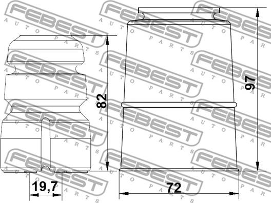 Febest ADSHB-8K5F-KIT - Pölysuojasarja, iskunvaimennin inparts.fi