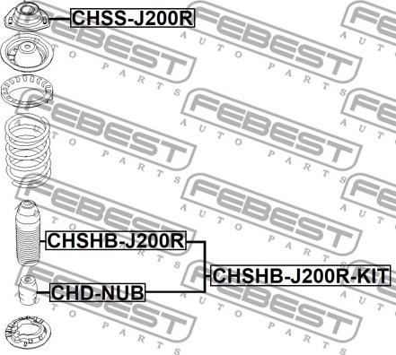 Febest CHSHB-J200R-KIT - Pölysuojasarja, iskunvaimennin inparts.fi