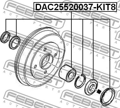 Febest DAC25520037-KIT8 - Pyöränlaakerisarja inparts.fi