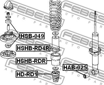 Febest HSHB-RD4R - Suojus / palje, iskunvaimentaja inparts.fi