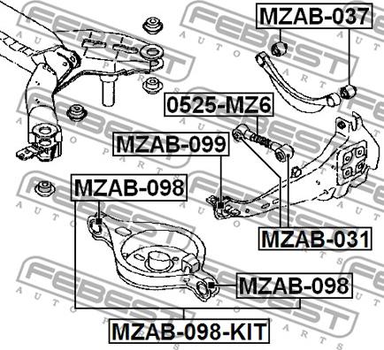 Febest MZAB-098-KIT - Korjaussarja, poikittaistukivarsi inparts.fi