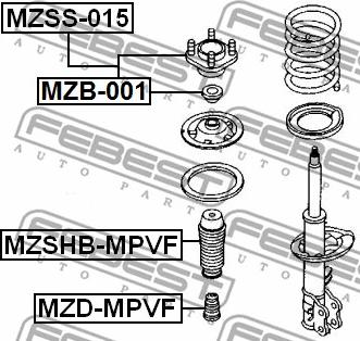 Febest MZSHB-MPVF - Suojus / palje, iskunvaimentaja inparts.fi