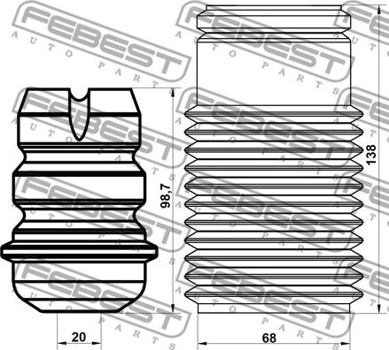 Febest PGSHB-5008F-KIT - Pölysuojasarja, iskunvaimennin inparts.fi