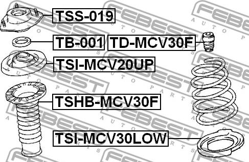 Febest TD-MCV30F - Vaimennuskumi, jousitus inparts.fi