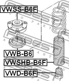 Febest VWSHB-B6F - Suojus / palje, iskunvaimentaja inparts.fi