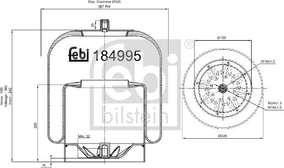 Febi Bilstein 184995 - Metallipalje, ilmajousitus inparts.fi