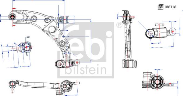 Febi Bilstein 186316 - Tukivarsi, pyöräntuenta inparts.fi