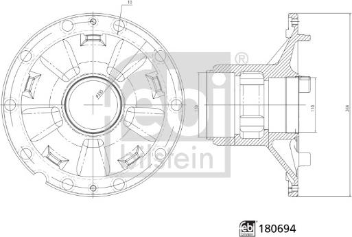 Febi Bilstein 180694 - Pyörän napa inparts.fi