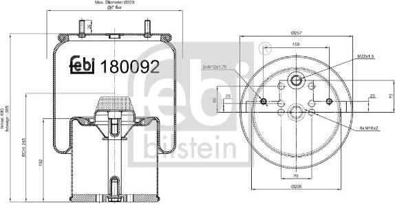 Febi Bilstein 180092 - Metallipalje, ilmajousitus inparts.fi