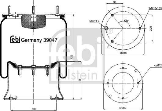 Febi Bilstein 39047 - Metallipalje, ilmajousitus inparts.fi