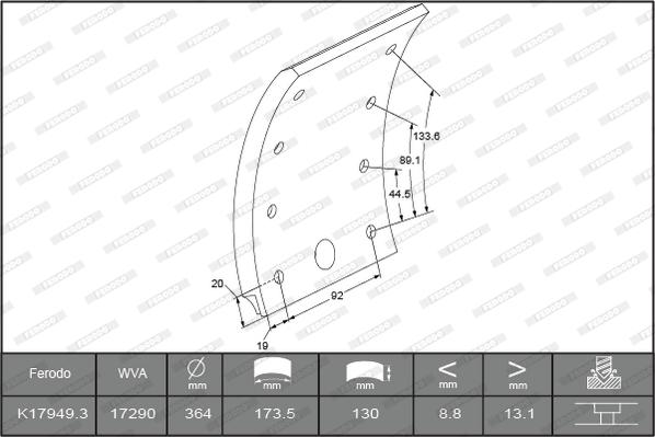 Ferodo K17949.3TC - Jarruhihnasarja, jarrurumpu inparts.fi