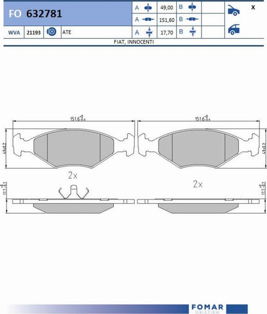 FOMAR Friction FO632781 - Jarrupala, levyjarru inparts.fi