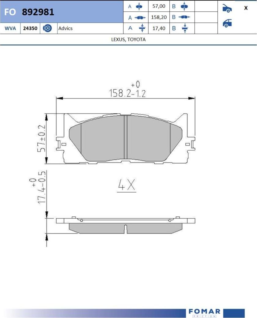 FOMAR Friction FO 892981 - Jarrupala, levyjarru inparts.fi