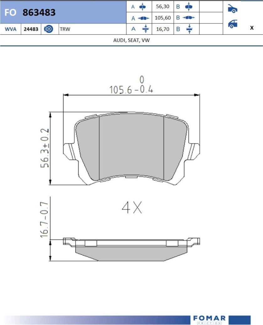 FOMAR Friction FO 863483 - Jarrupala, levyjarru inparts.fi