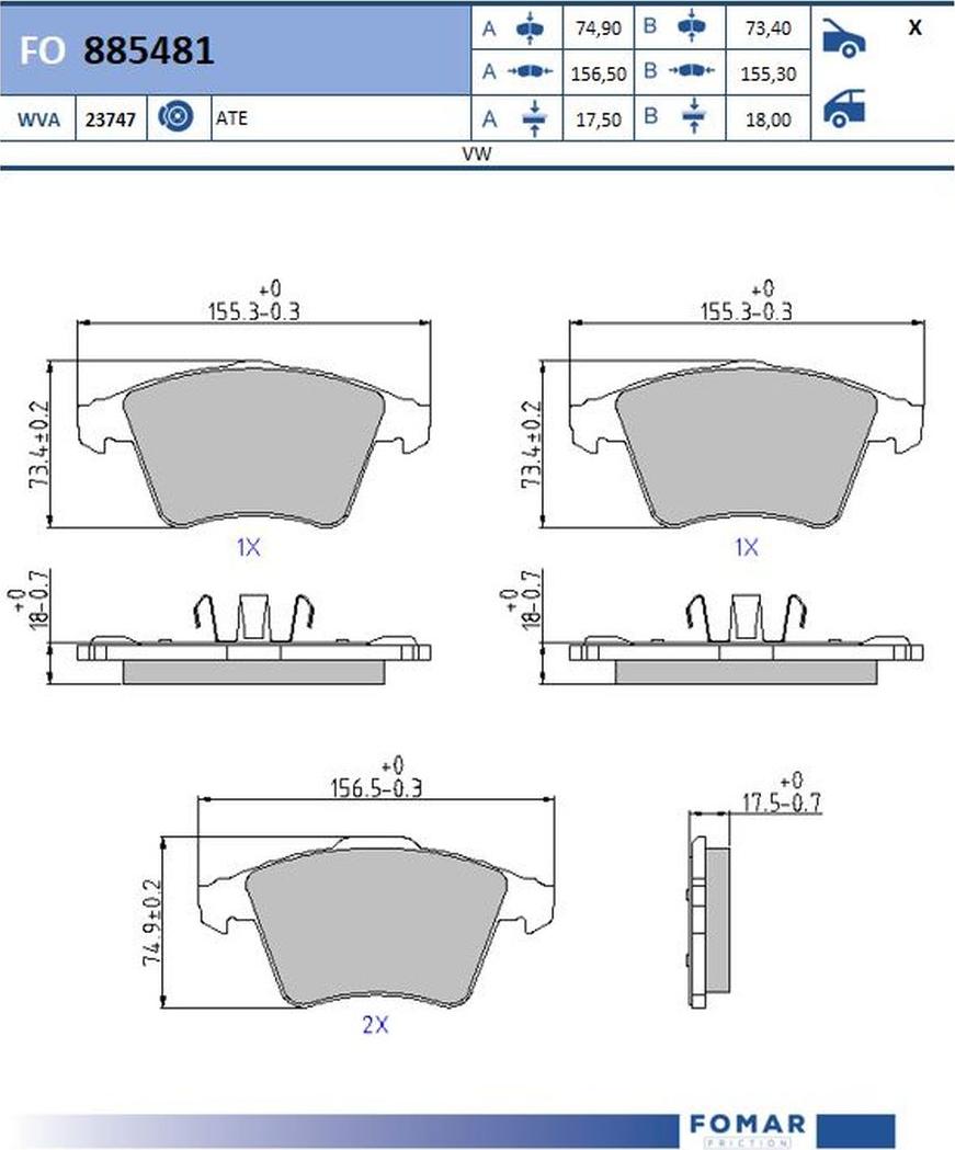 FOMAR Friction FO885481 - Jarrupala, levyjarru inparts.fi