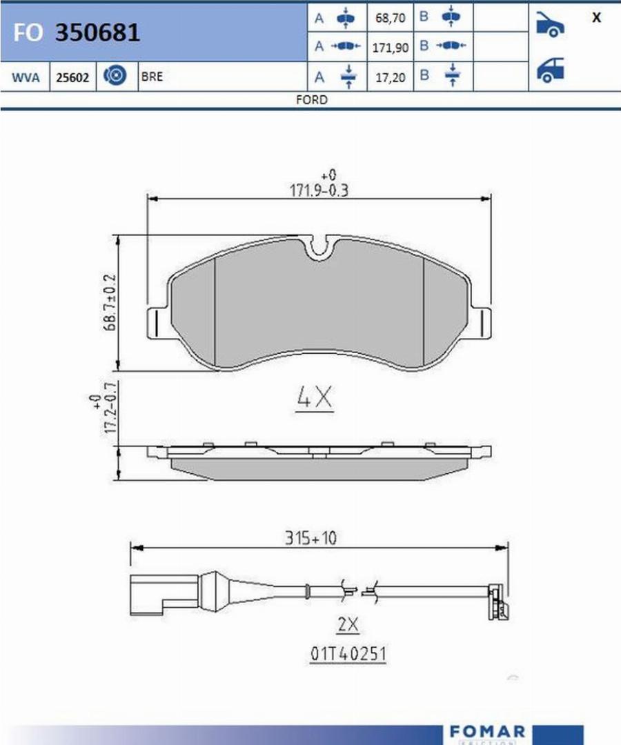 FOMAR Friction FO 350681 - Jarrupala, levyjarru inparts.fi