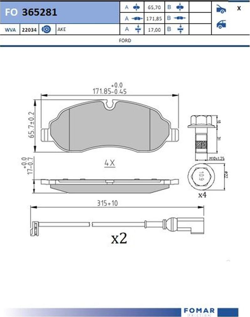 FOMAR Friction FO 365281 - Jarrupala, levyjarru inparts.fi