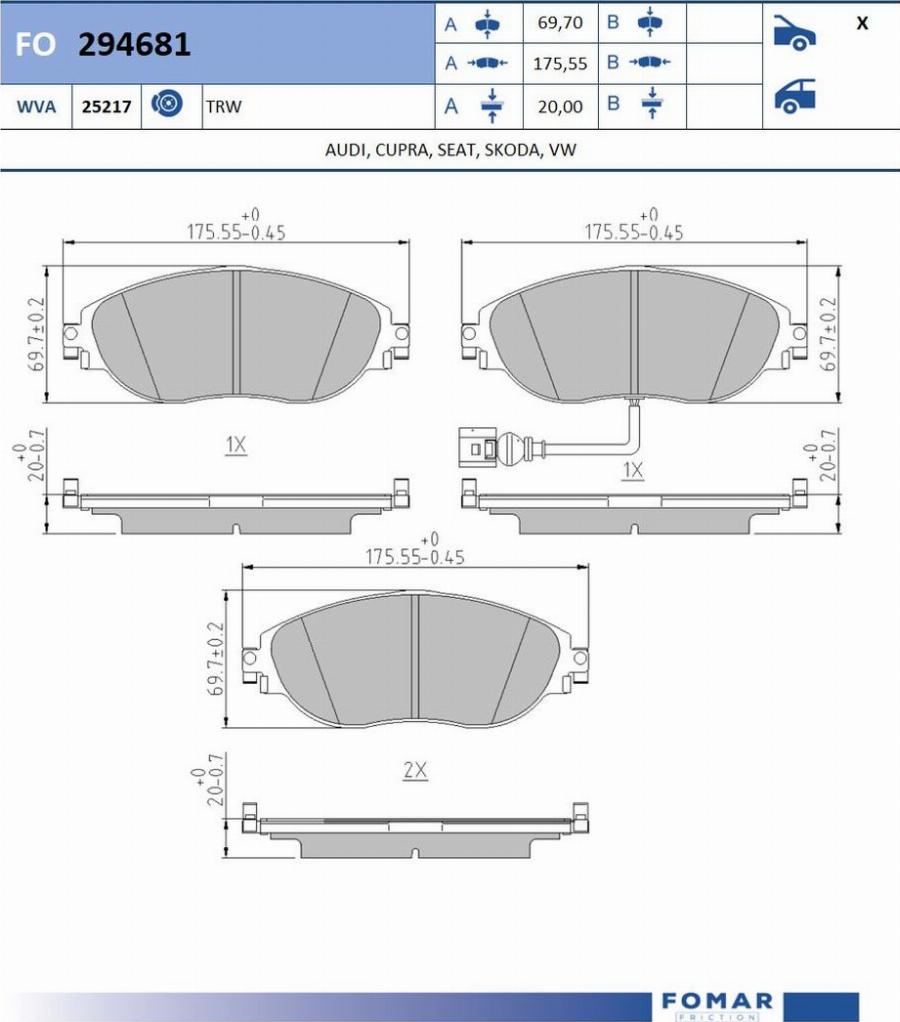 FOMAR Friction FO 294681 - Jarrupala, levyjarru inparts.fi