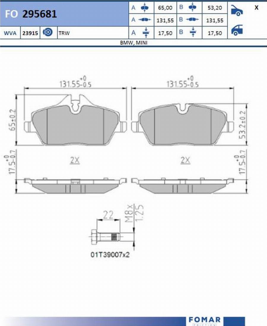 FOMAR Friction FO 295681 - Jarrupala, levyjarru inparts.fi