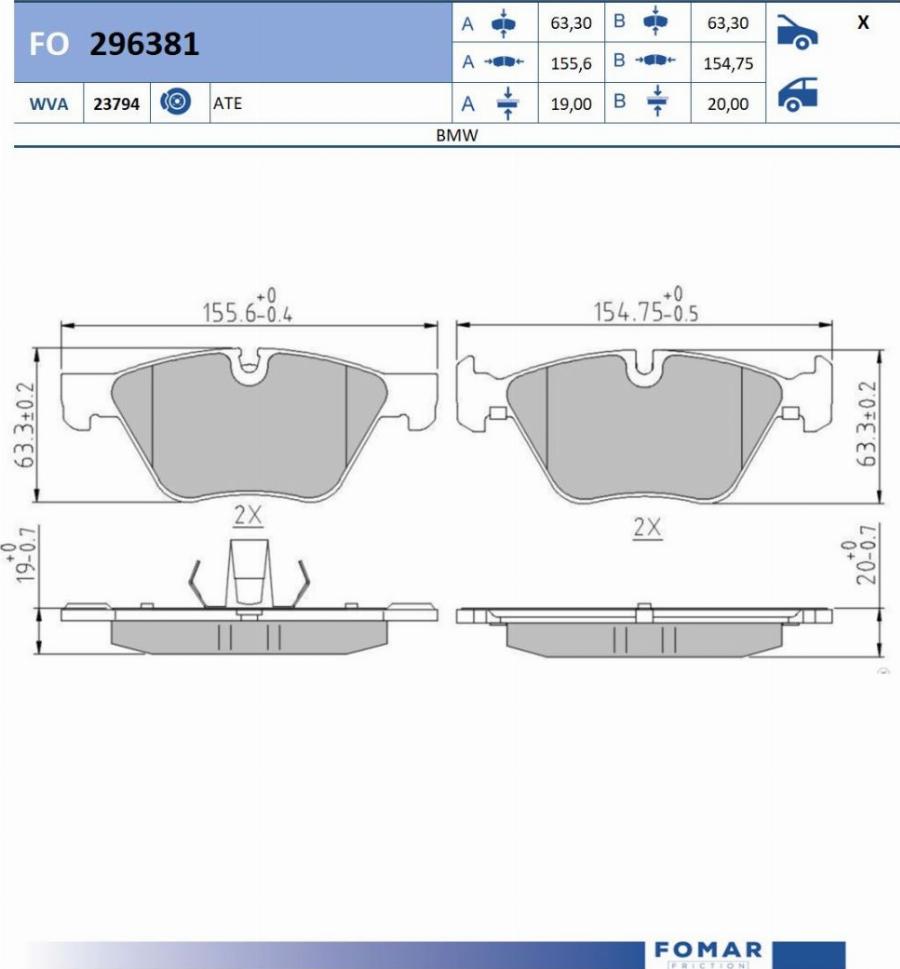 FOMAR Friction FO 296381 - Jarrupala, levyjarru inparts.fi