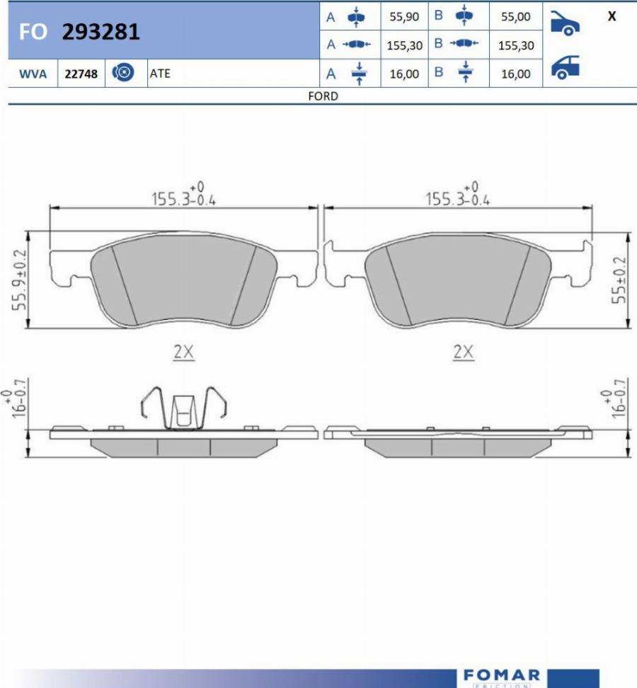 FOMAR Friction FO 293281 - Jarrupala, levyjarru inparts.fi