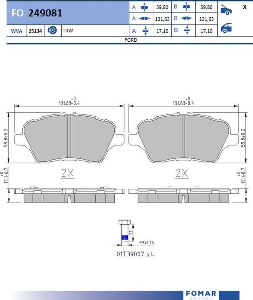 FOMAR Friction FO 249081 - Jarrupala, levyjarru inparts.fi