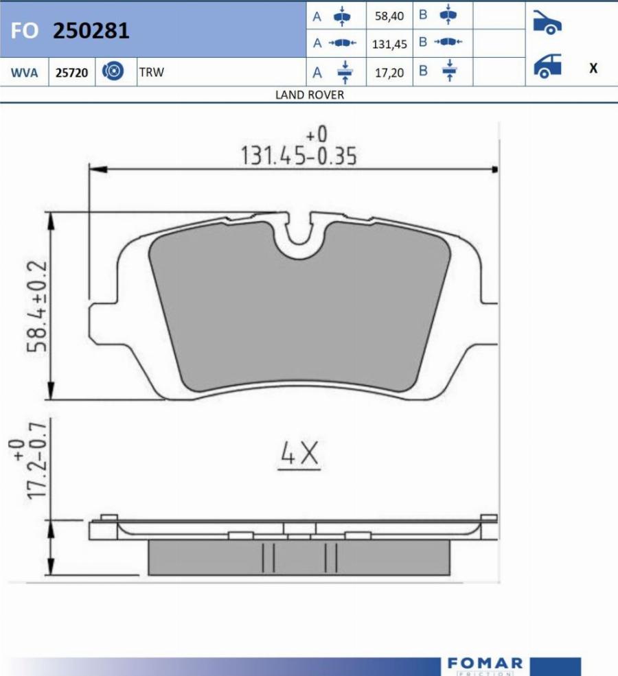 FOMAR Friction FO 250281 - Jarrupala, levyjarru inparts.fi