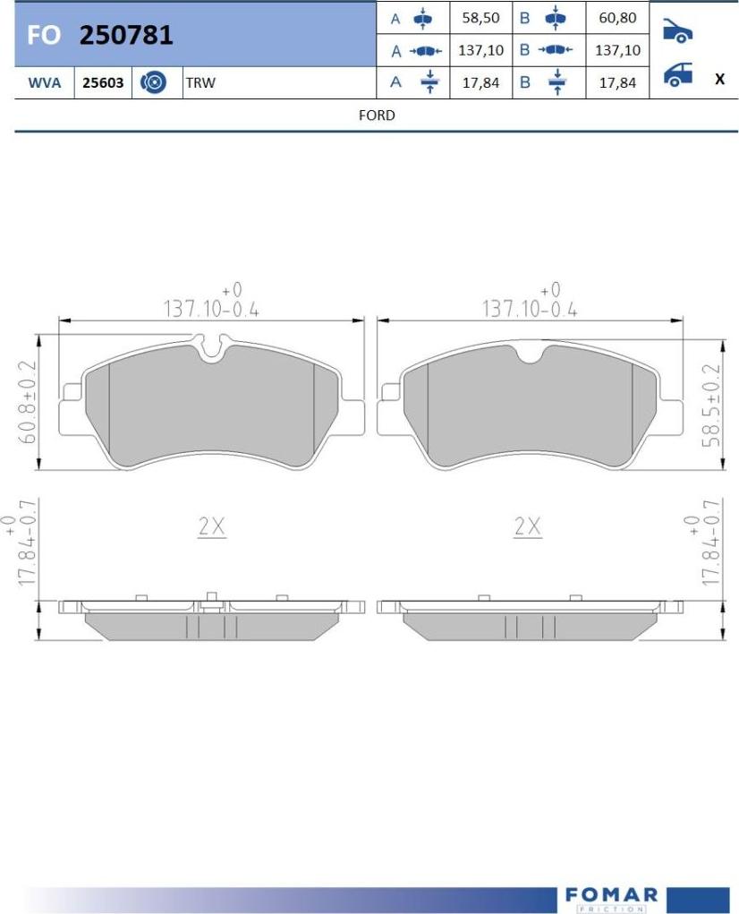 FOMAR Friction FO 250781 - Jarrupala, levyjarru inparts.fi