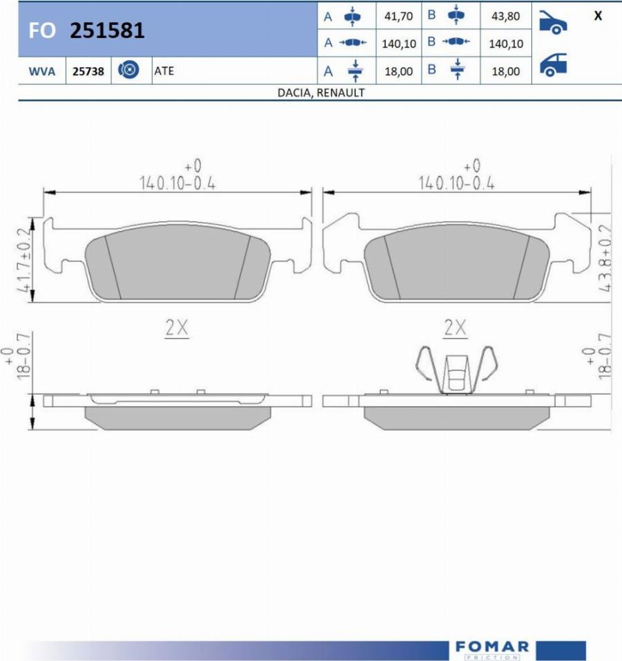 FOMAR Friction FO 251581 - Jarrupala, levyjarru inparts.fi