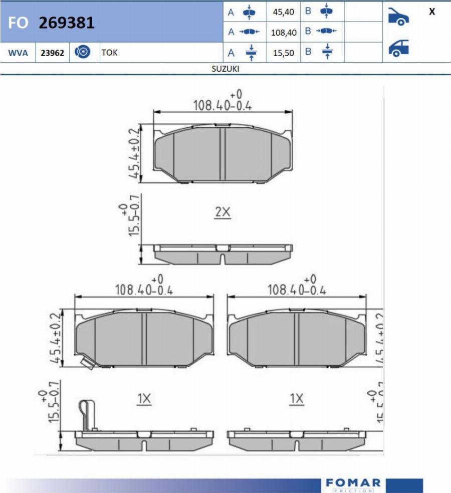 FOMAR Friction FO 269381 - Jarrupala, levyjarru inparts.fi