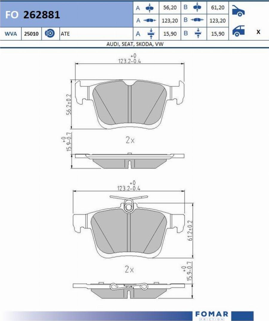 FOMAR Friction FO 262881 - Jarrupala, levyjarru inparts.fi