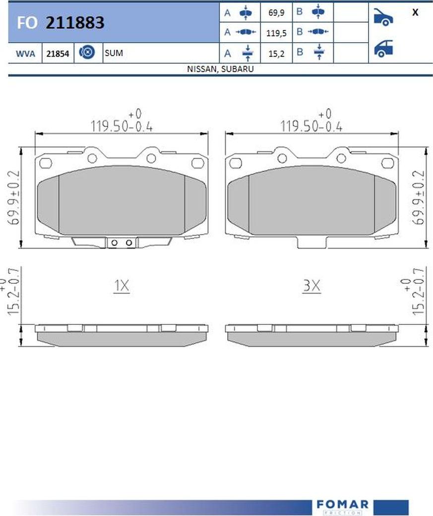 FOMAR Friction FO 211883 - Jarrupala, levyjarru inparts.fi