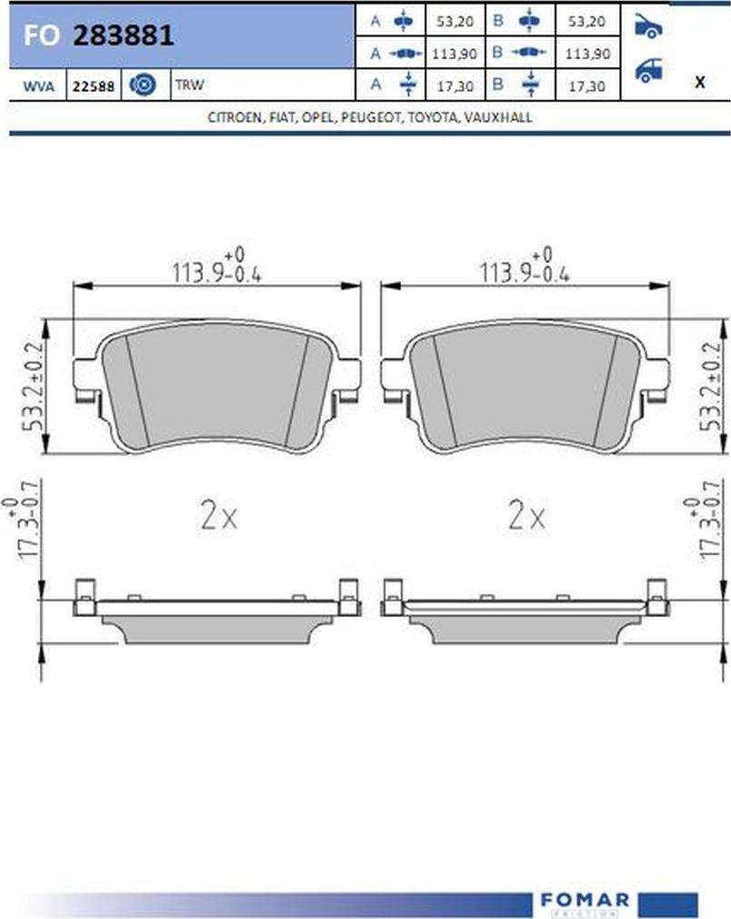 FOMAR Friction FO 283881 - Jarrupala, levyjarru inparts.fi